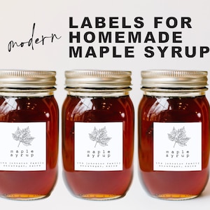 12 piece Maple Syrup Labels • Customizable • Modern Gold Silver White Label • Homemade Christmas Holiday Gift Wedding Favor MS17