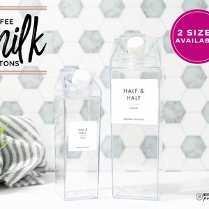 Set of 2 or 3 Milk cartons for coffee bar at home, wedding, party - acrylic milk carton cocktails, juices 500 ml 1000 mL 16.9 oz 33.8 oz