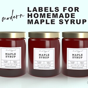 12 piece Maple Syrup Labels • Customizable • Modern Farmhouse Gold Silver White Label • Homemade Christmas Holiday Gift Wedding Favor MS09