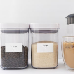 Modern Rectangle Pantry Food Labels • Customizable •  Wide Label • Staples Coffee Sugar • Minimalist Home Storage Organization Mason Jar