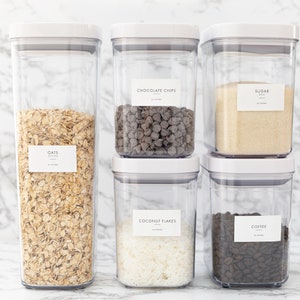 Modern Pantry Food Labels • Customizable • Circle Square or Rectangle Label • Mason Jar • Water & Oil Resistant • Home Storage Organization