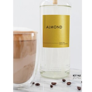 Modern Coffee Syrup Labels Set of 6 • Square Rectangle White Gold Label • Customizable • Home Coffee Bar Cocktails Mixed Drink Shaved Ice S3