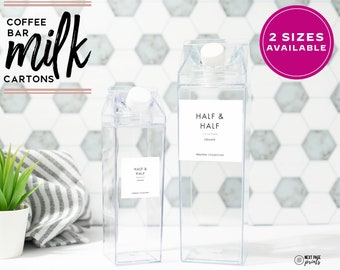 Set of 2 or 3 Milk cartons for coffee bar at home, wedding, party - acrylic milk carton cocktails, juices 500 ml 1000 mL 16.9 oz 33.8 oz