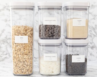 Modern Pantry Food Labels • Customizable • Circle Square or Rectangle Label • Mason Jar • Water & Oil Resistant • Home Storage Organization