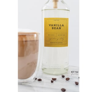 Modern Coffee Syrup Labels Set of 6 • Square Rectangle White Gold Label • Customizable • Minimalist Home Coffee Bar Cocktails Shaved Ice S9