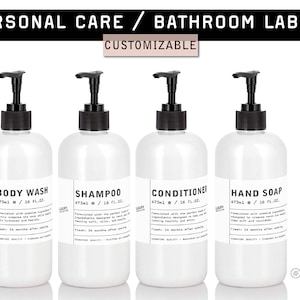 Customizable Soap Bottle Labels - Shampoo, Conditioner, Body Wash, Hand Soap, Lotion Dispenser Label 16oz 473 mL - Luxury Le Labo inspired