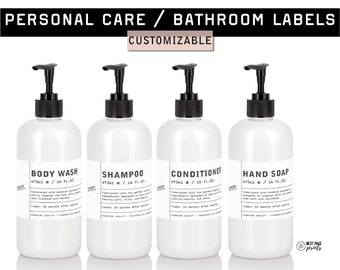 Étiquettes de bouteilles de savon personnalisables - Shampoing, revitalisant, nettoyant pour le corps, savon pour les mains, étiquette de distributeur de lotion 16oz 473 mL - Luxe Le Labo inspiré