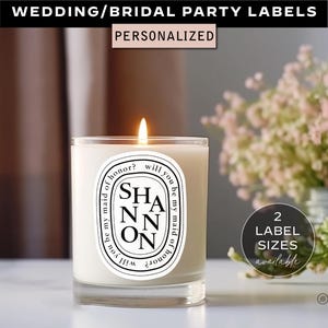 Etichetta adesiva ispirata a Diptyque, personalizzata, etichetta per candele, regalo per damigella d'onore, regalo per damigella d'onore, regalo per proposta di matrimonio, candela per matrimonio P1