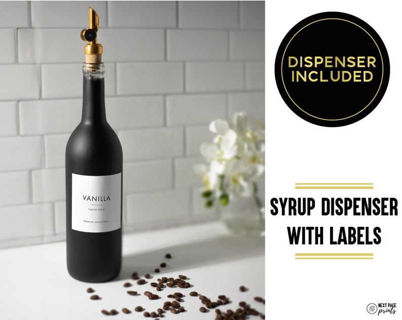 Coffee Flavor Syrup Dispenser Custom Label Gold Spout Etsy
