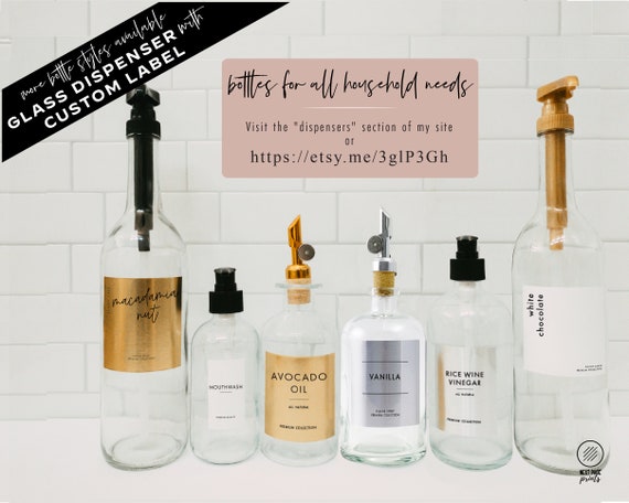 Coffee Flavor Syrup Dispenser + Custom Label • Gold Pump