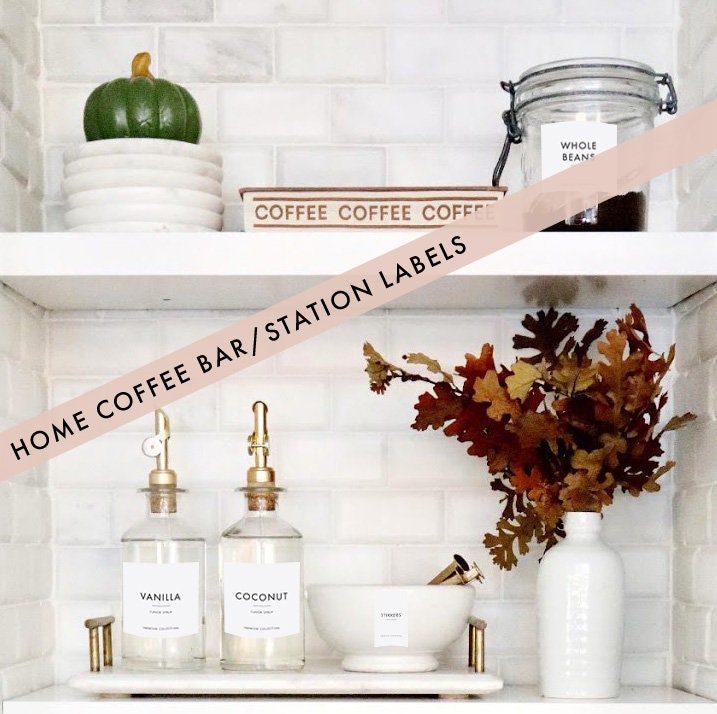 Coffee Flavor Syrup Dispenser Customizable Label Gold Etsy