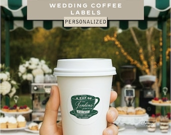 Luxury Wedding Coffee Cup Sticker, Ralph Coffee Wedding Dessert Label, Green Ralph Coffee Theme, RL Teddy Bear Coffee Cup Sleeve Sticker
