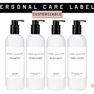 Etiquetas de botellas de jabón personalizables: champú, acondicionador, gel de baño, jabón de manos, etiqueta dispensadora de loción 16 oz 473 ml - Inspirado en Byredo de lujo