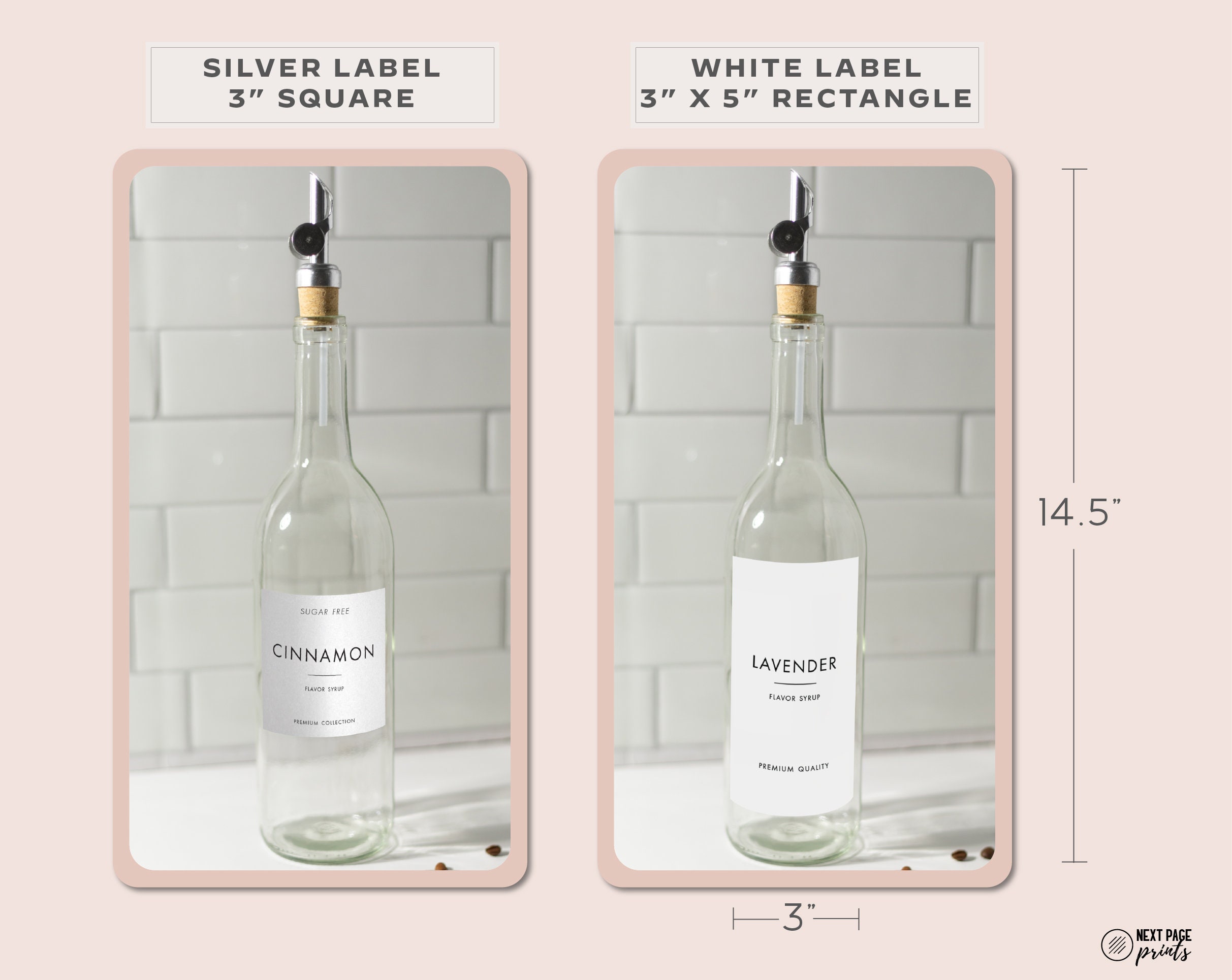 Coffee Flavor Syrup Dispenser Custom Label Silver Spout Etsy