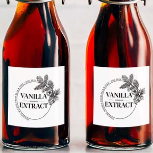 Homemade Vanilla Extract Labels • Homemade Vanilla Extract Sticker • Modern Vanilla Extract Label Christmas Holiday Gift Wedding Favor VE21