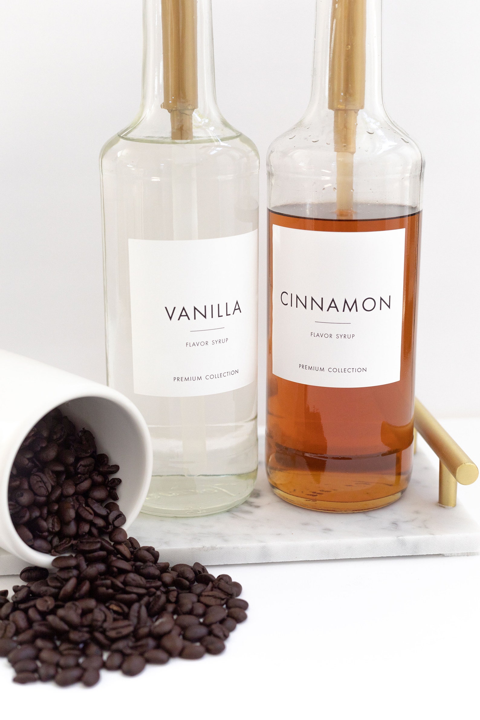 Coffee Flavor Syrup Dispenser Custom Label Gold Pump Etsy