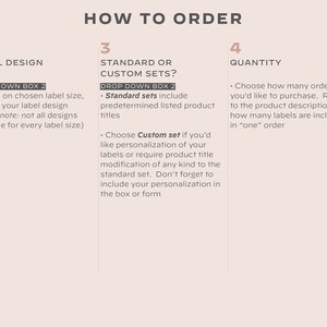 K&ouml;nnte beinhalten: So bestellen Sie individuelle Etiketten. W&auml;hlen Sie Gr&ouml;&szlig;e, Design und Menge. Standard- oder individuelle Sets sind verf&uuml;gbar. Versandoptionen umfassen kostenlosen Versand, Priorit&auml;tsversand und Expressversand.