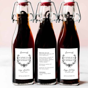 Modern Vanilla Extract Holiday Gift Labels • Rectangle Custom Label • Homemade Vanilla Extract Christmas Holiday Gift Wedding Favor VH02