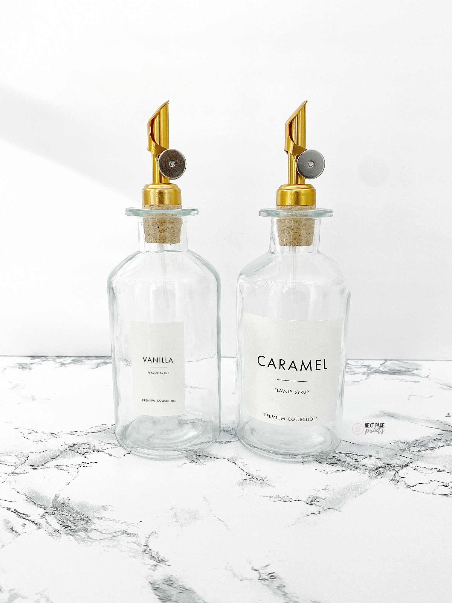 Coffee Flavor Syrup Dispenser Label Gold Spout Refillable Etsy