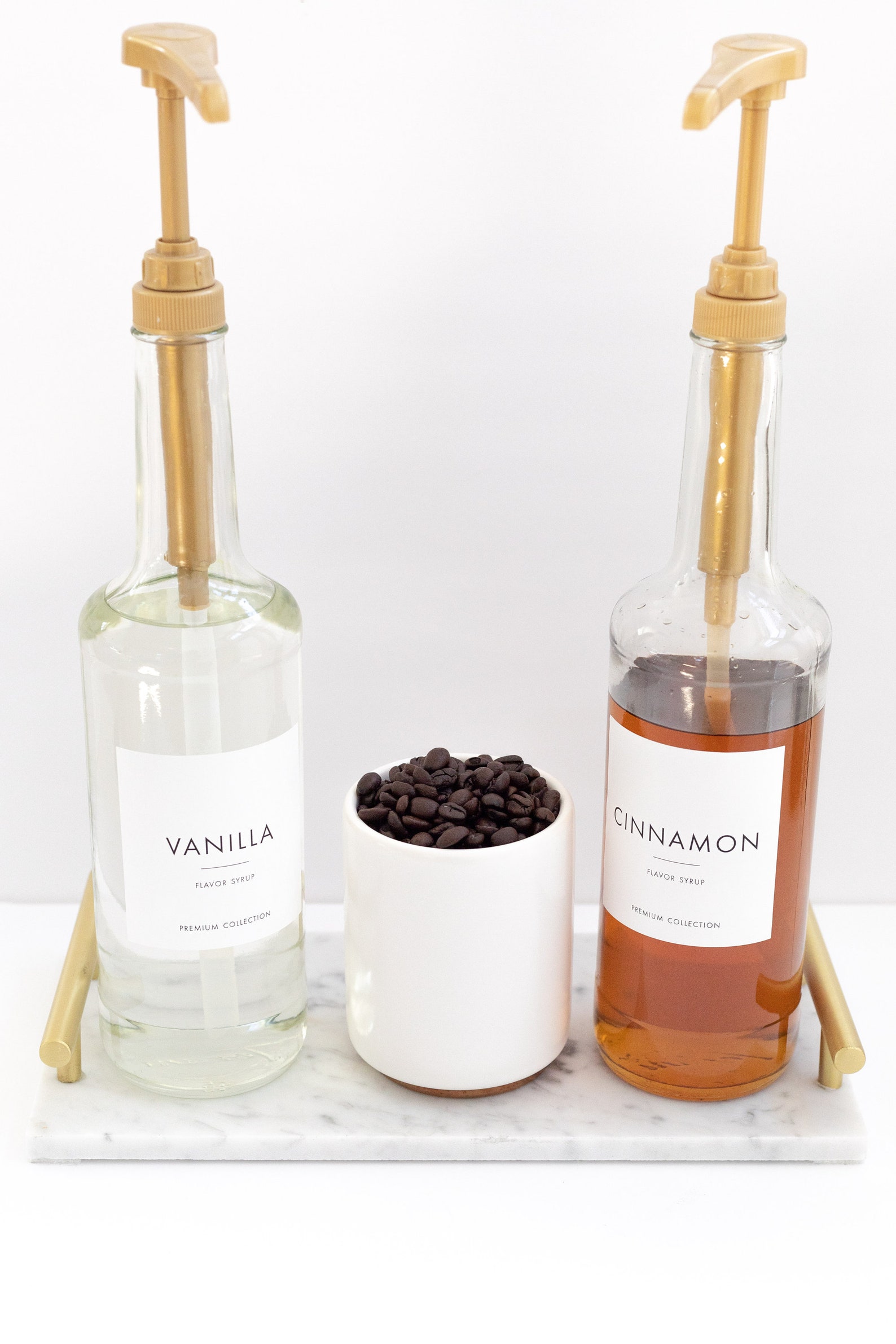 Coffee Flavor Syrup Dispenser Custom Label Gold Pump Etsy