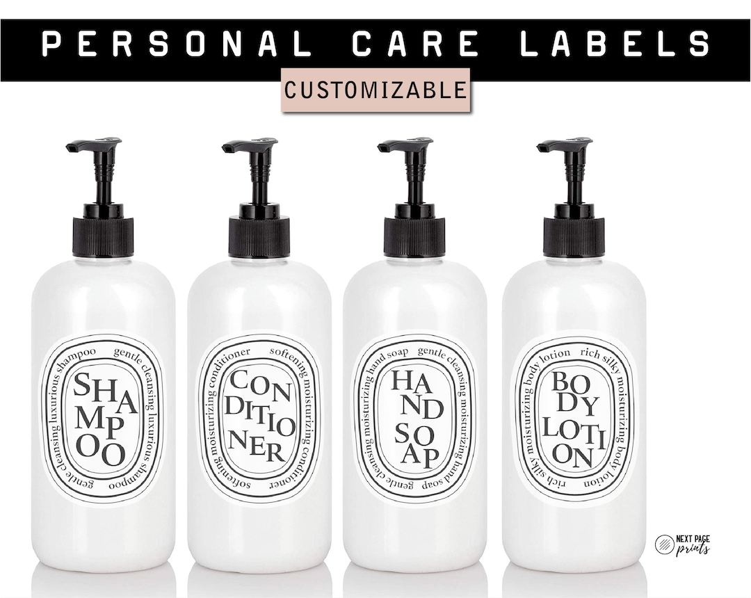Customizable Soap Bottle Labels Shampoo, Conditioner, Body Wash, Hand