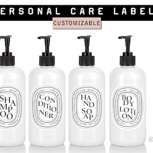 Etichette personalizzabili per bottiglie di sapone - Shampoo, balsamo, bagnoschiuma, sapone per le mani, etichetta per dispenser di lozione 16oz 473 ml - Ispirato al dittico di lusso