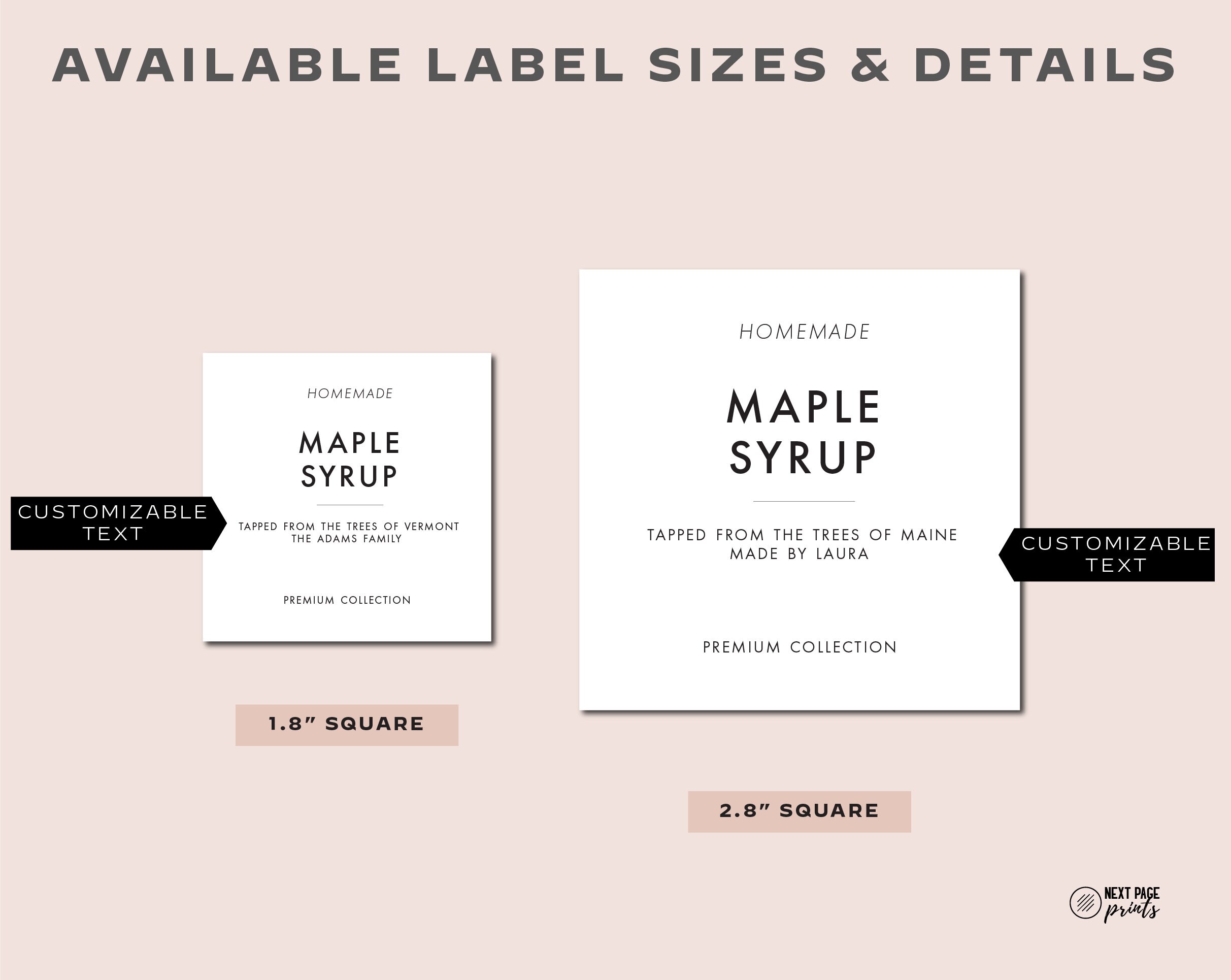 Syrup Ip Labels 12 Piece Maple Syrup Labels Customizable Modern Gold - Etsy