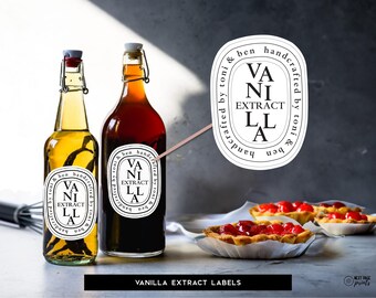 Modern Vanilla Extract Labels • Premium Homemade Vanilla Extract Christmas Holiday Gift Wedding Favor • Luxury Inspired Gift Labels VR06