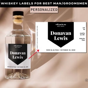 Label for Best Man Groomsmen Proposal Whiskey Bottle, Officiant Father of the Groom Thank You Gift, Custom Customized Whiskey Sticker - S02