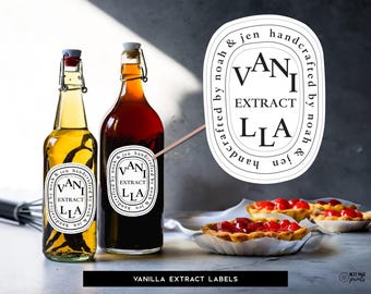 Modern Vanilla Extract Labels • Premium Homemade Vanilla Extract Christmas Holiday Gift Wedding Favor • Luxury Inspired Gift Labels VR07