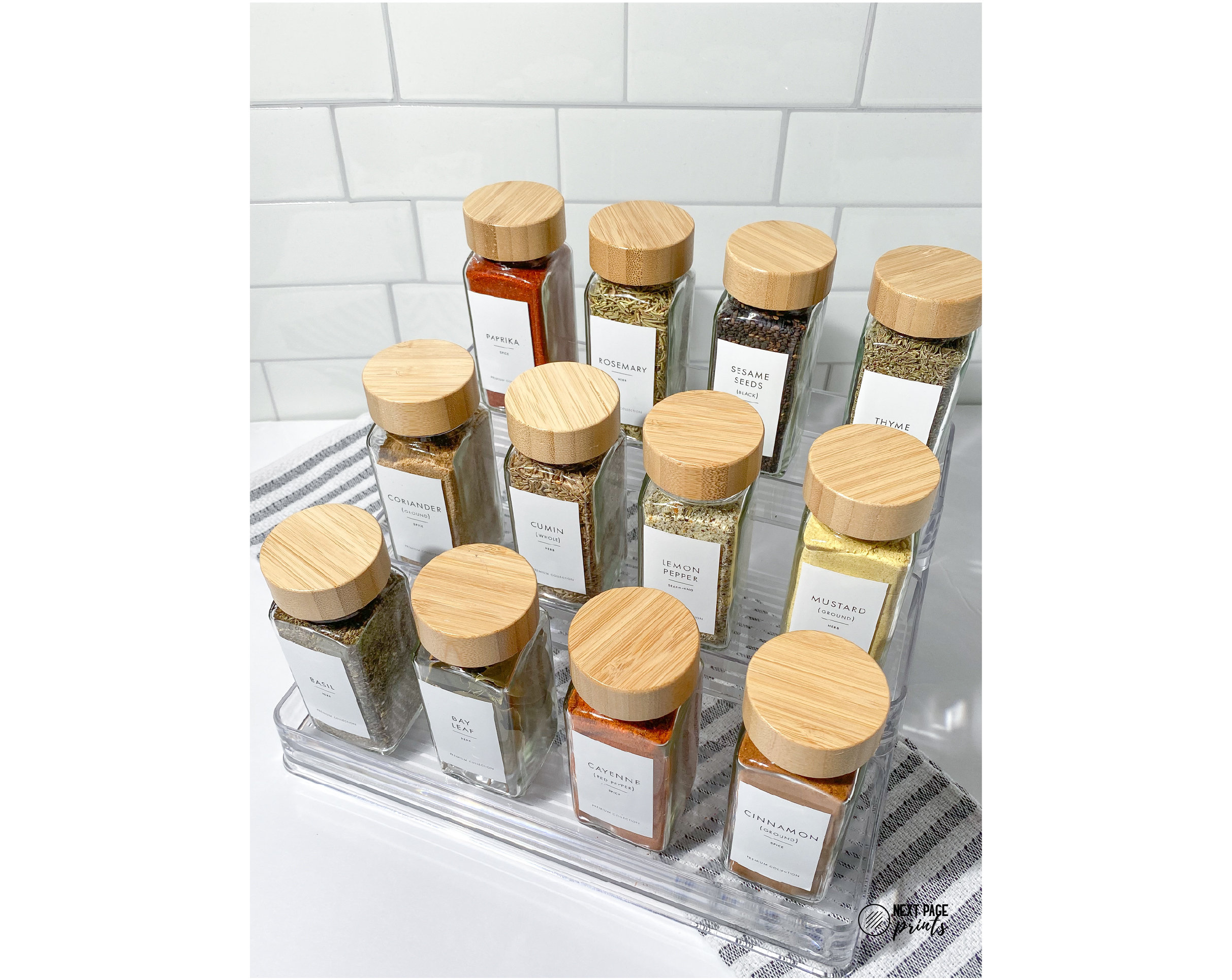 KKC 6 Piece- Eco-friendly Bamboo Lid Glass Spice Jar Set， Bamboo Shelf –  kkcger