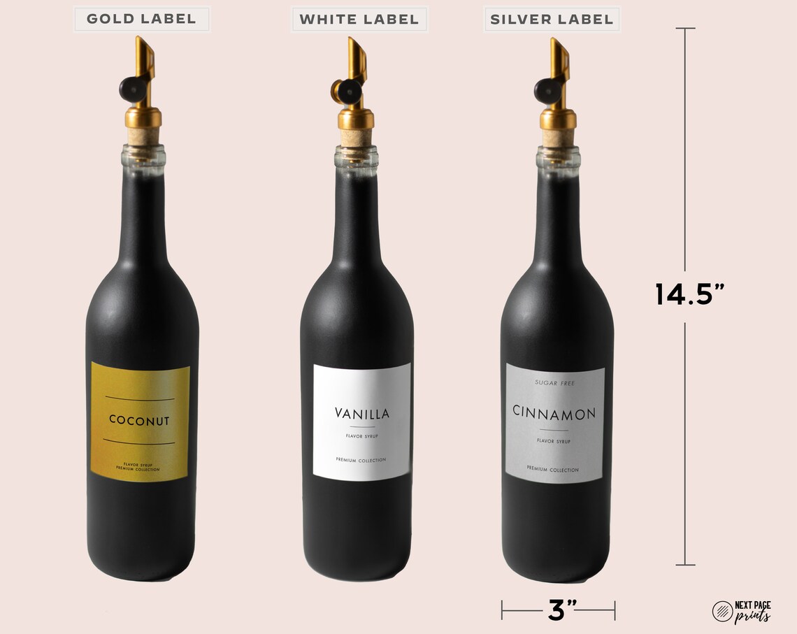 Coffee Flavor Syrup Dispenser Custom Label Gold Spout Etsy