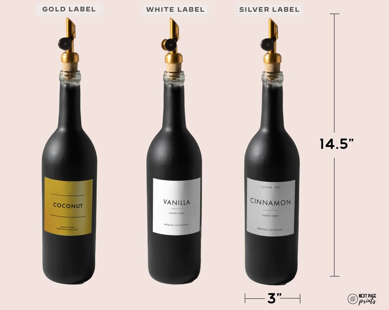 Coffee Flavor Syrup Dispenser Custom Label Gold Spout Etsy