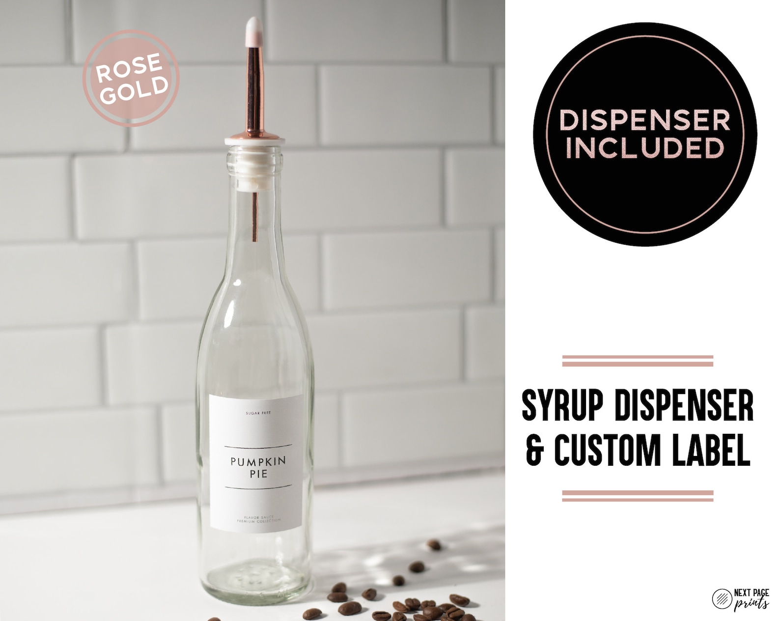 Coffee Flavor Syrup Dispenser Custom Label Rose Gold Pink Etsy