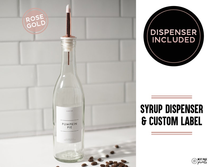 Coffee Flavor Syrup Dispenser Custom Label Rose Gold Pink Etsy