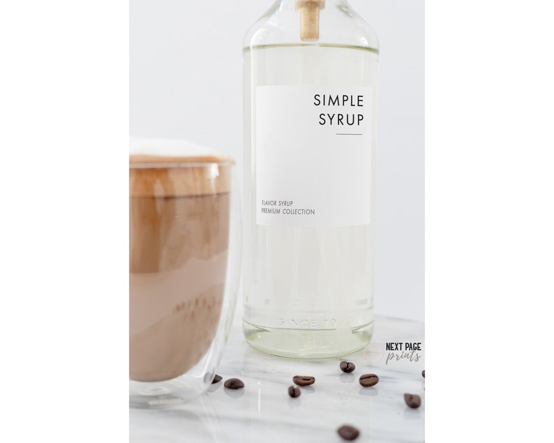 Modern Coffee Syrup Labels Set of 6 • Square Rectangle White Gold Label ...