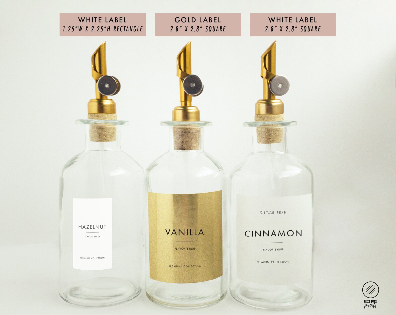 Coffee Flavor Syrup Dispenser Customizable Label Gold Etsy