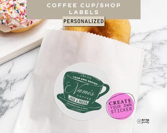 Create Your Own Luxury Coffee Cup Sticker, Ralph Coffee Pastry Label, Green Ralph Coffee Theme Favor, RL Bear Coffee Cup Sleeve Sticker