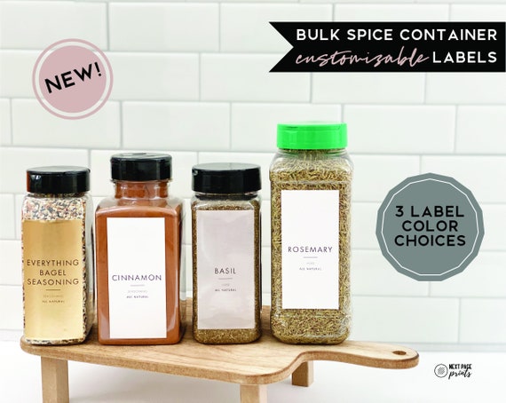 Large Spice jars + Labels
