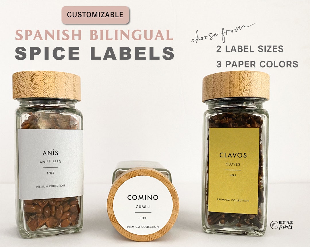 Spanish Bilingual Spice Jar Labels Modern Latin Hispanic Spice Labels