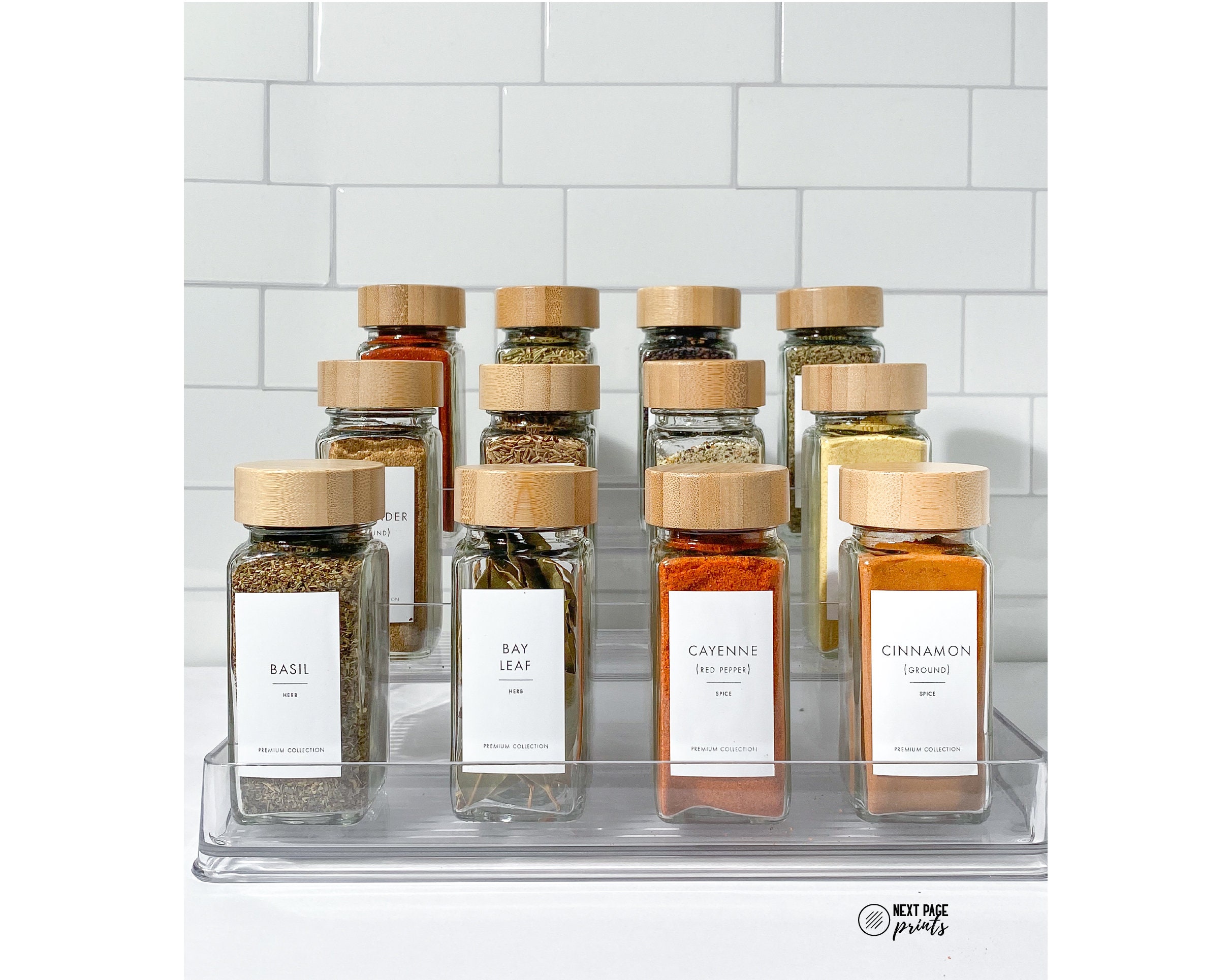 Glass Spice Jars With Bamboo Lid Spice Seasoning - Temu