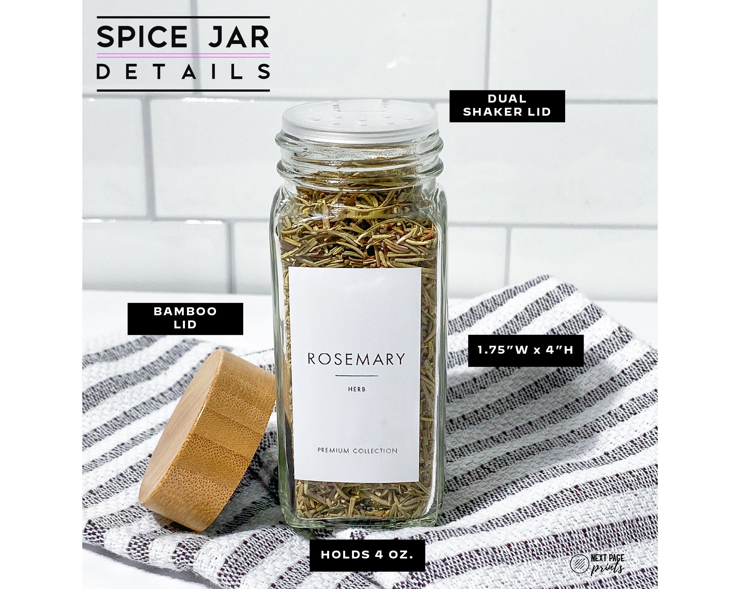 Glass Spice Jars With Bamboo Lid Spice Seasoning - Temu