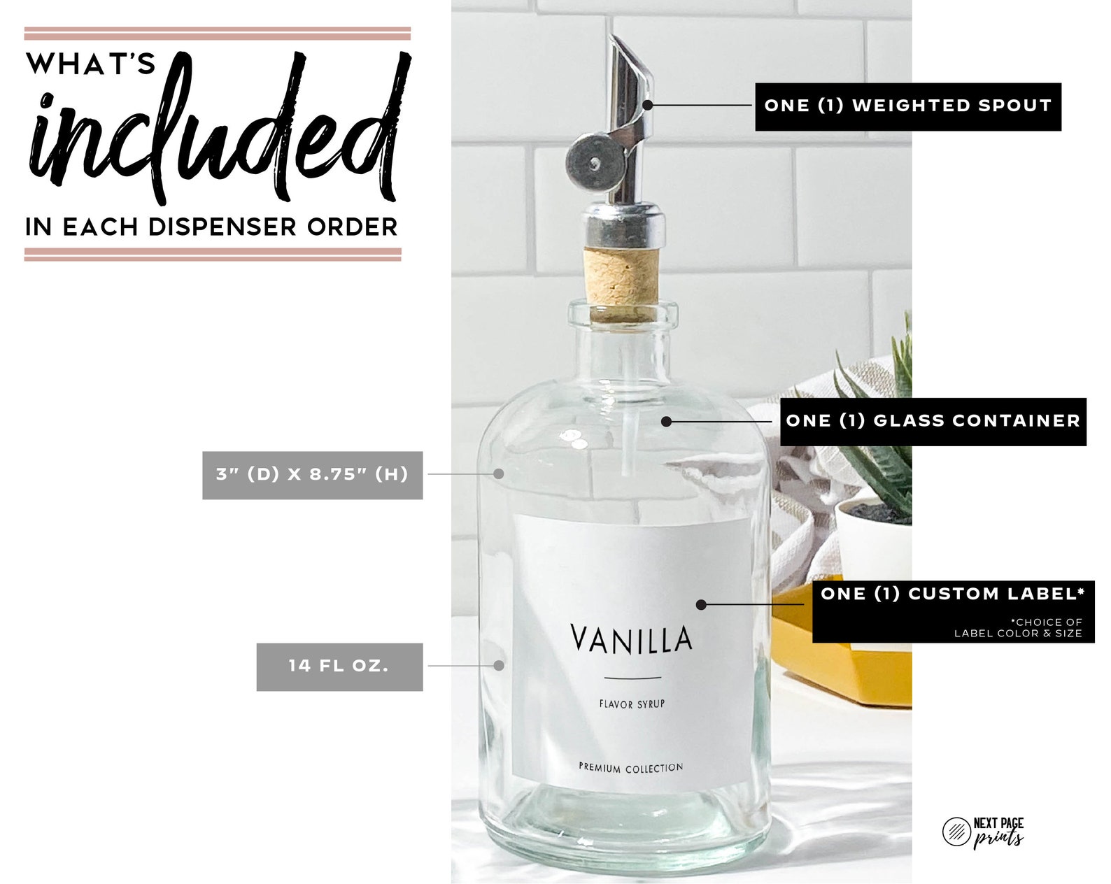 Silver Coffee Flavor Syrup Dispenser Custom Label Etsy