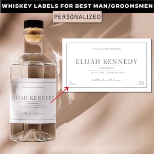 Whiskey Bottle Label for Best Man Groomsmen Proposal, Officiant Father of the Groom Thank You Gift, Custom Customized Whiskey Sticker - S01
