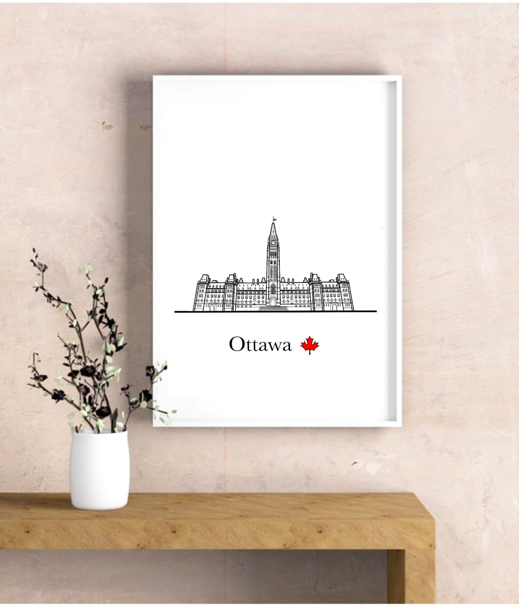 Canadian Cities Skylines Wall Art. Black & White. 5x7 | Etsy