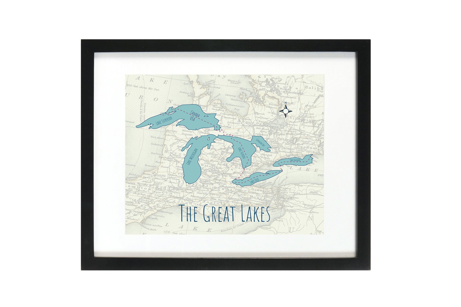 Great Lakes Poster Print Wall Decor Lake Ontario Print Lake Etsy