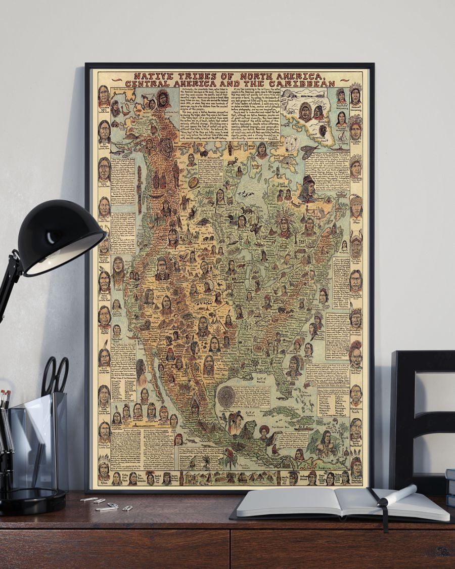 Native American Maps Poster, Map of Native American Tribes Before Colonization, Native American