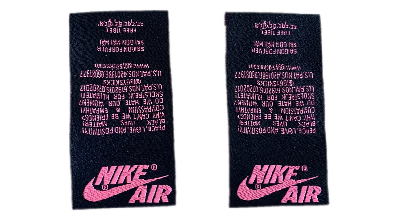 Nike Air 1 Tongue Tag Black Pink Bio Hack Etsy