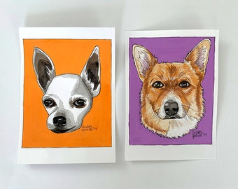 Personalisiertes Aquarell Haustierportrait | Chihuahua Haustier Portrait | Handgemachte Aquarell Portrait Geschenke | personalisierte Aquarell Hundeportraits