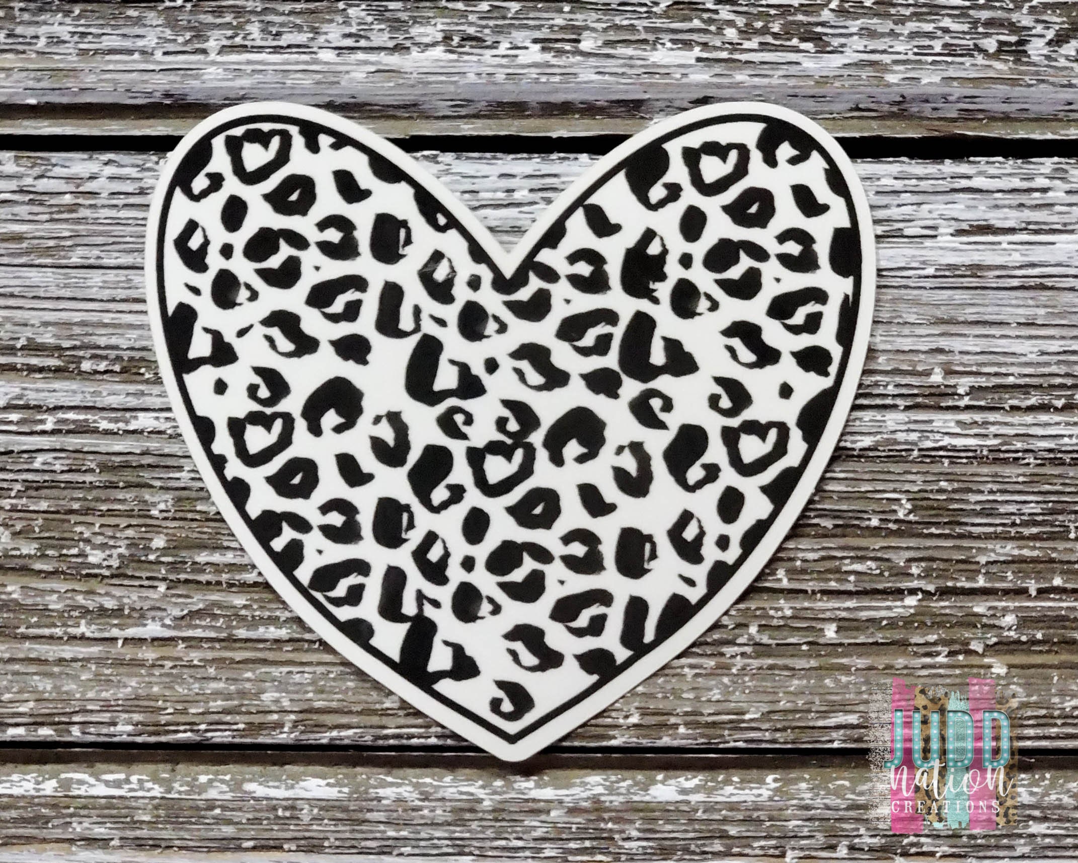 Cheetah Print Heart Glossy Vinyl Sticker Etsy